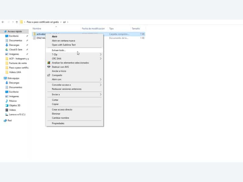 13. Descomprime el archivo y verifica que esté completo