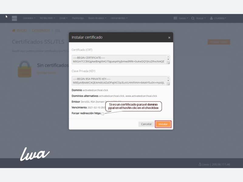 Instalar certificado SSL