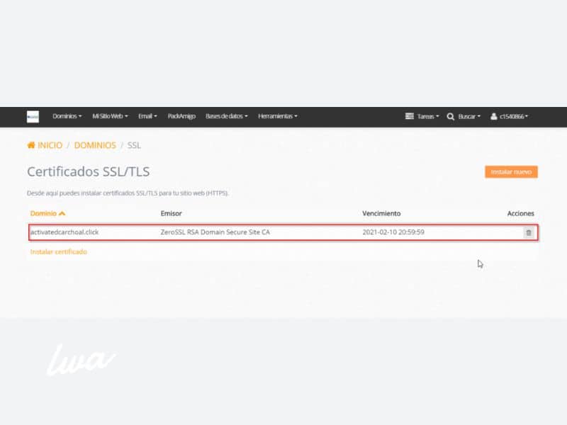 Instalar certificado SSL
