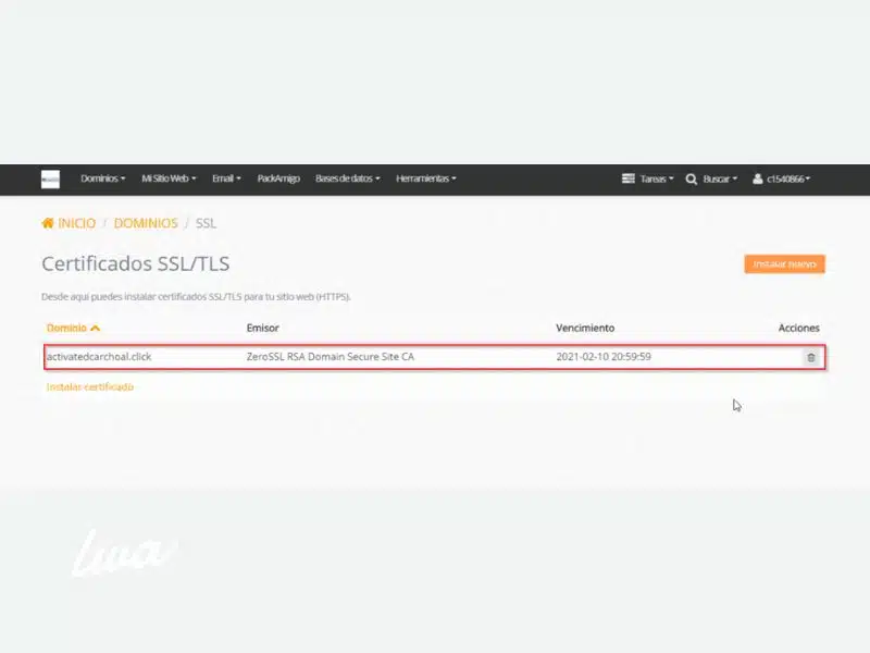 Instalar certificado SSL